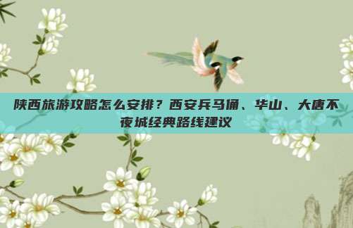 陕西旅游攻略怎么安排？西安兵马俑、华山、大唐不夜城经典路线建议